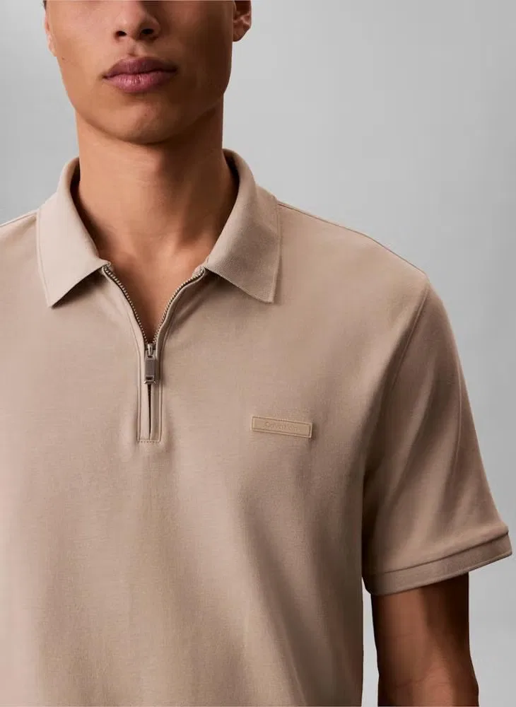 Поло с застежкой-молнией Slim Calvin Klein, бежевый — фото 4
