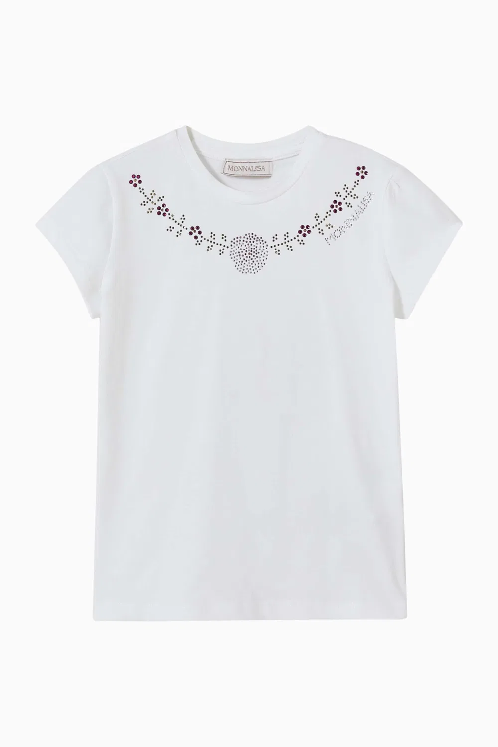 Футболка с принтом Logo Floral Crystal Monnalisa