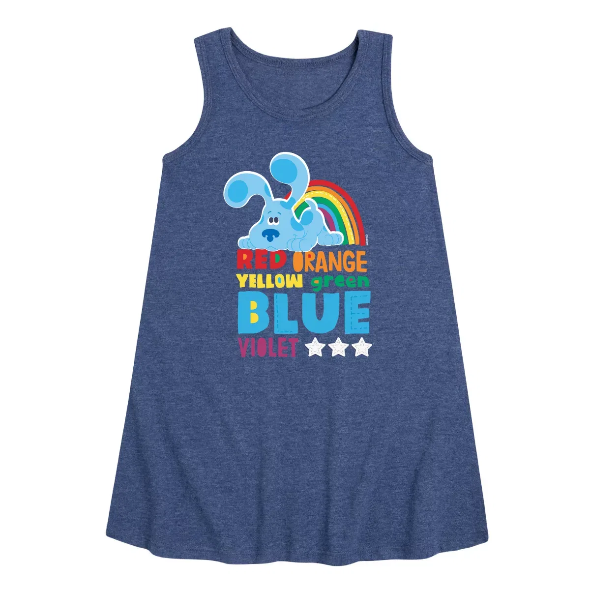 Детское платье-трапеция без рукавов с принтом Blue's Clues & You! Colors Of The Rainbow, Heather Navy