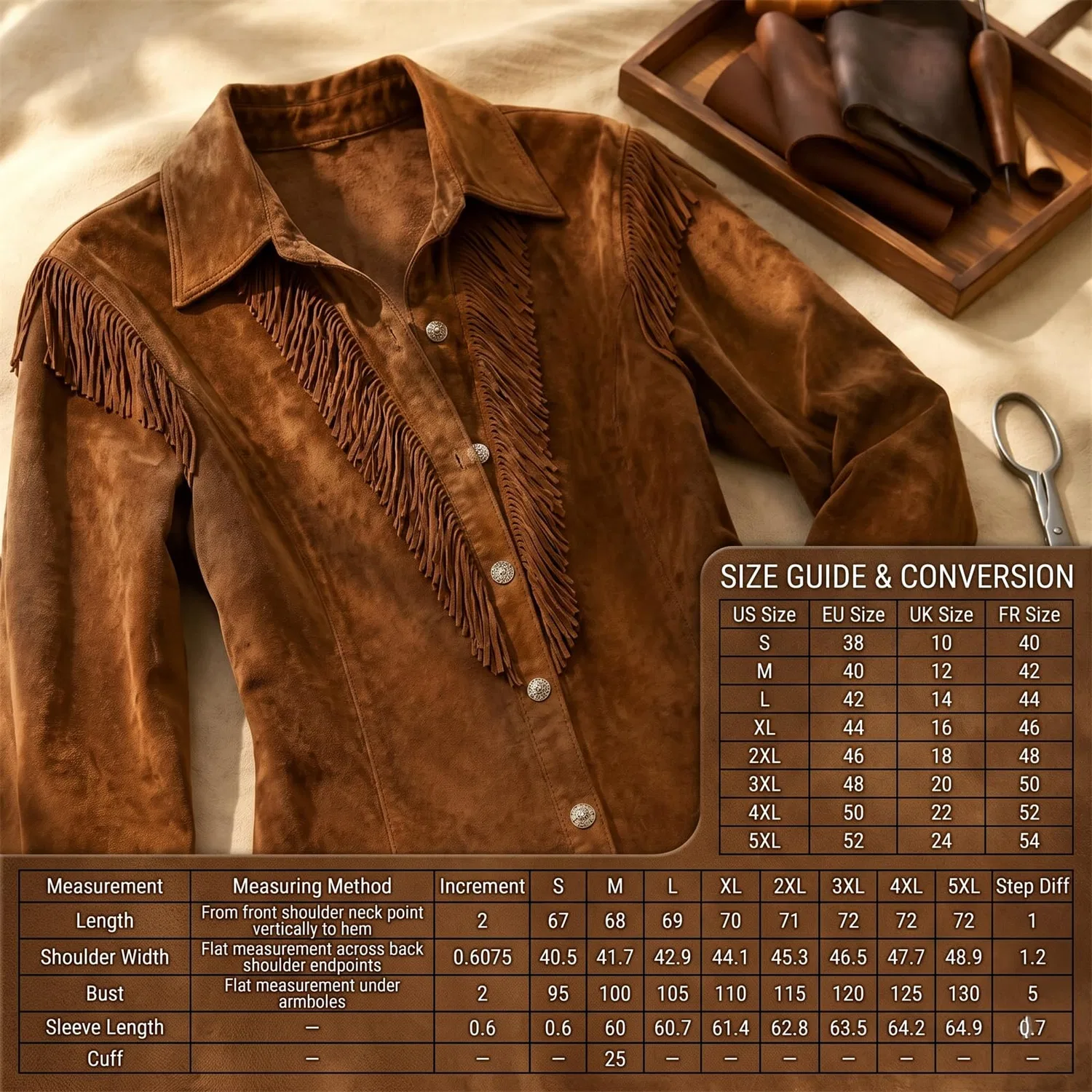 Женская куртка из замши с бахромой Western Suede Jackets, Apricot — фото 4