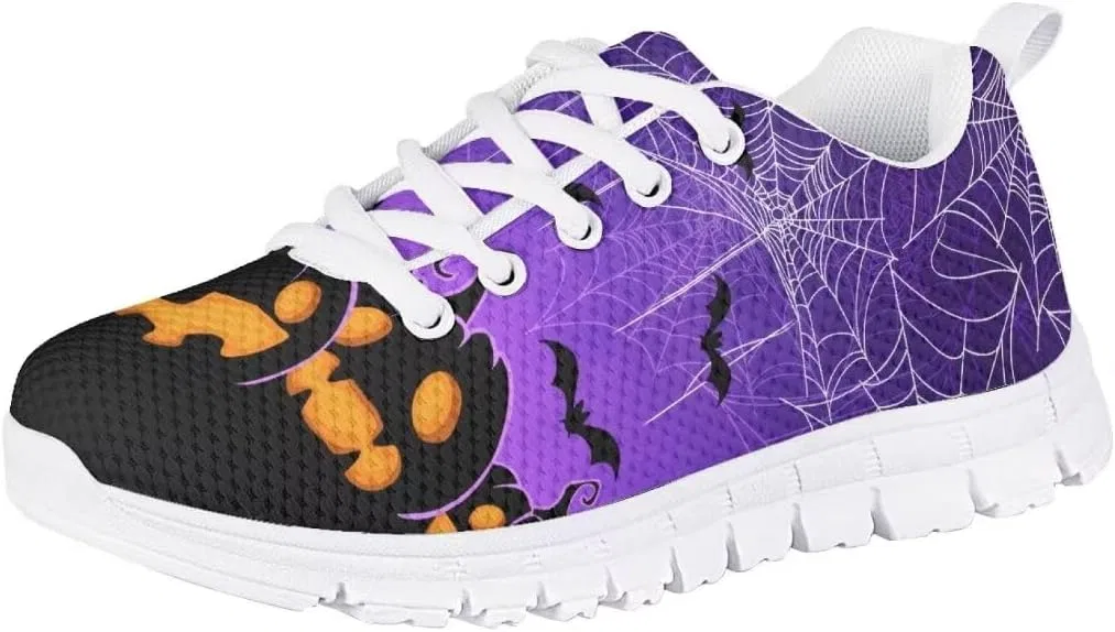 Детские кроссовки для мальчиков с дышащим верхом Pinupub, Spider Web Bat Pumpkin Purple
