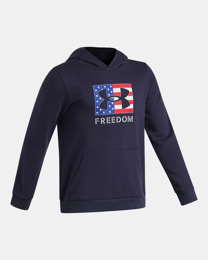 Худи для мальчиков из хлопкового флиса с начесом UA Freedom Big Flag Logo UnderArmour, Midnight Navy/Steel — фото 3
