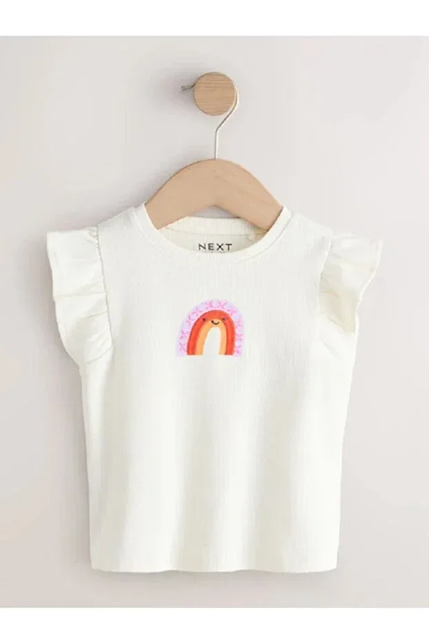 Детский комплект футболок для девочек с принтом Rainbow patterned Next Baby, Multicolor — фото 4