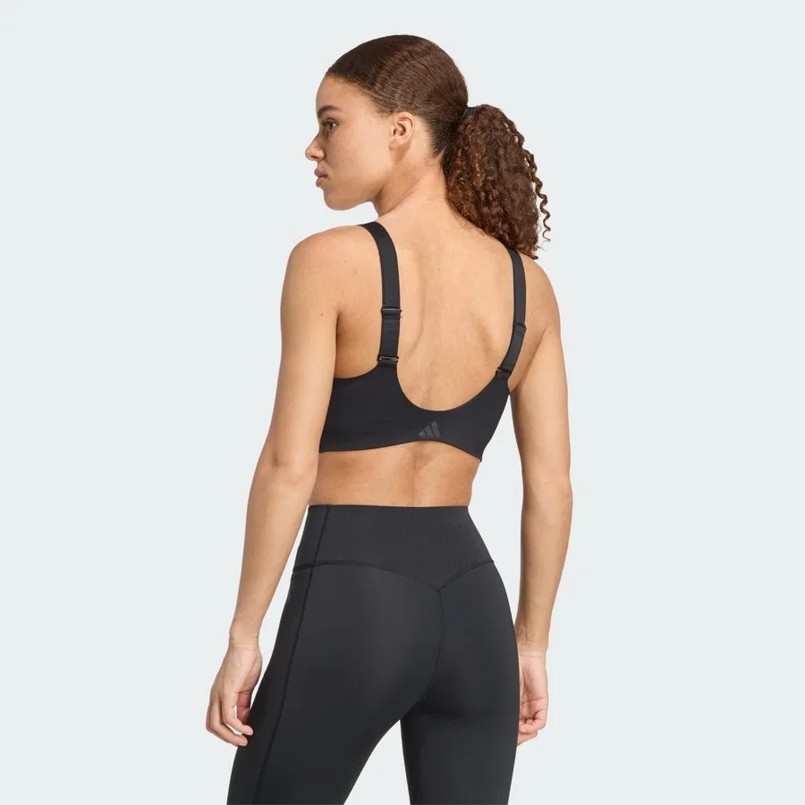 Спортивный бюстгальтер с высокой поддержкой Optimé High Support Zip Bra adidas, Черный — фото 2