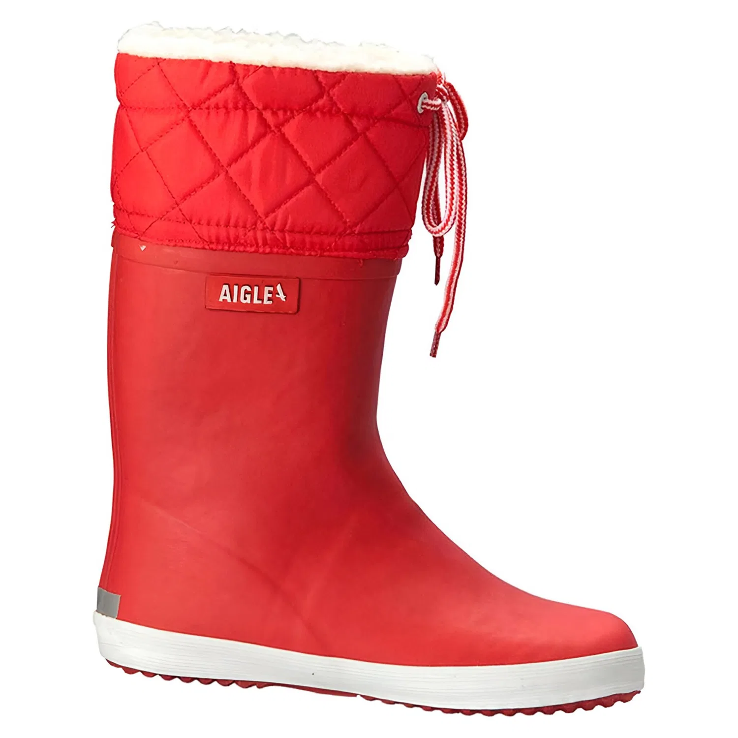 Детские резиновые сапоги с искусственным мехом Aigle, Red/White