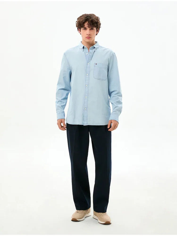 Рубашка с длинным рукавом из хлопка Regular Fit TOMMY HILFIGER, Sky Blue — фото 2