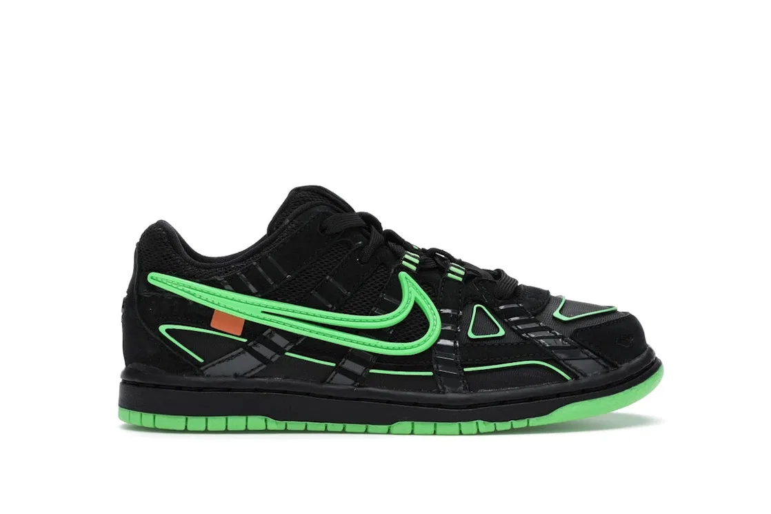 Детские кроссовки Lifestyle с деконструированным дизайном Nike Air Rubber Dunk Nike, Black/White-Green Strike