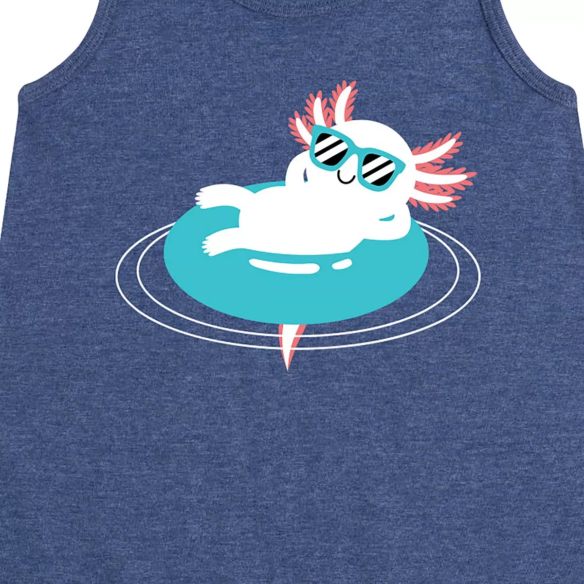Детское платье без рукавов с принтом Axolotl Pool Floatie Instant Message, Heather Navy — фото 2