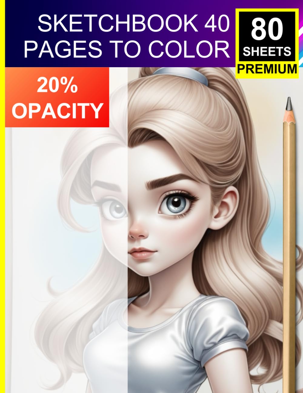 

Sketchbook: 40 Pages to Color: Traceable 20% Opacity Portraits for Color Pencil Blending & Shading - 80 Premium Sheets (Independently published)