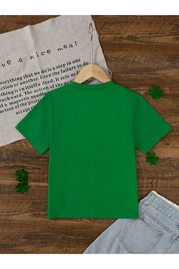 Детская футболка для девочек с принтом Hello Teddy Bear Morning Kids, Green1 — фото 2