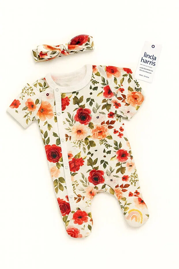 Детский комбинезон для девочек с принтом Rose Pattern Bandana Linda Harris, Red