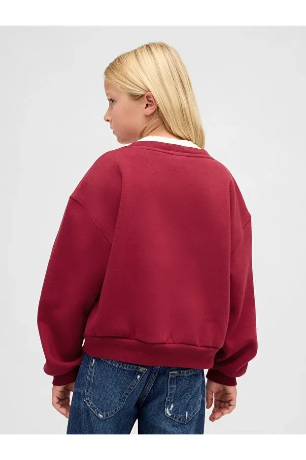 Детские свитшот для девочек оверсайз с принтом Wedge Crew Neck Gap, Red-001 — фото 3