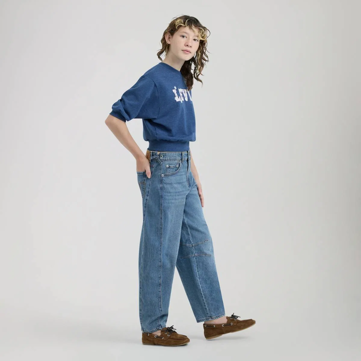Джинсы-Клеш с завязками, размер для девочек 7-16 Levi's, Polaroid - Medium Wash — фото 4