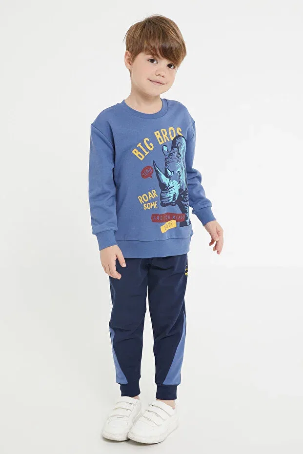Детский спортивный комплект для мальчиков с принтом Rolypoly big bros blue boy tracksuit set Roly Poly, Blue — фото 4