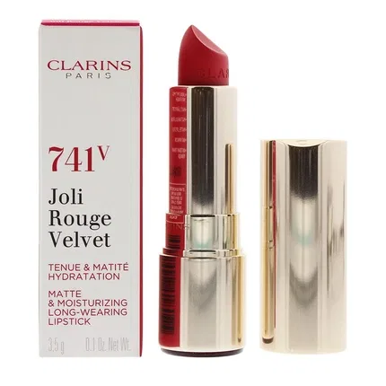 Помада 3.5 г Clarins, Joli Rouge Velvet Matte Long Wearing Lipstick 741v Red Orange