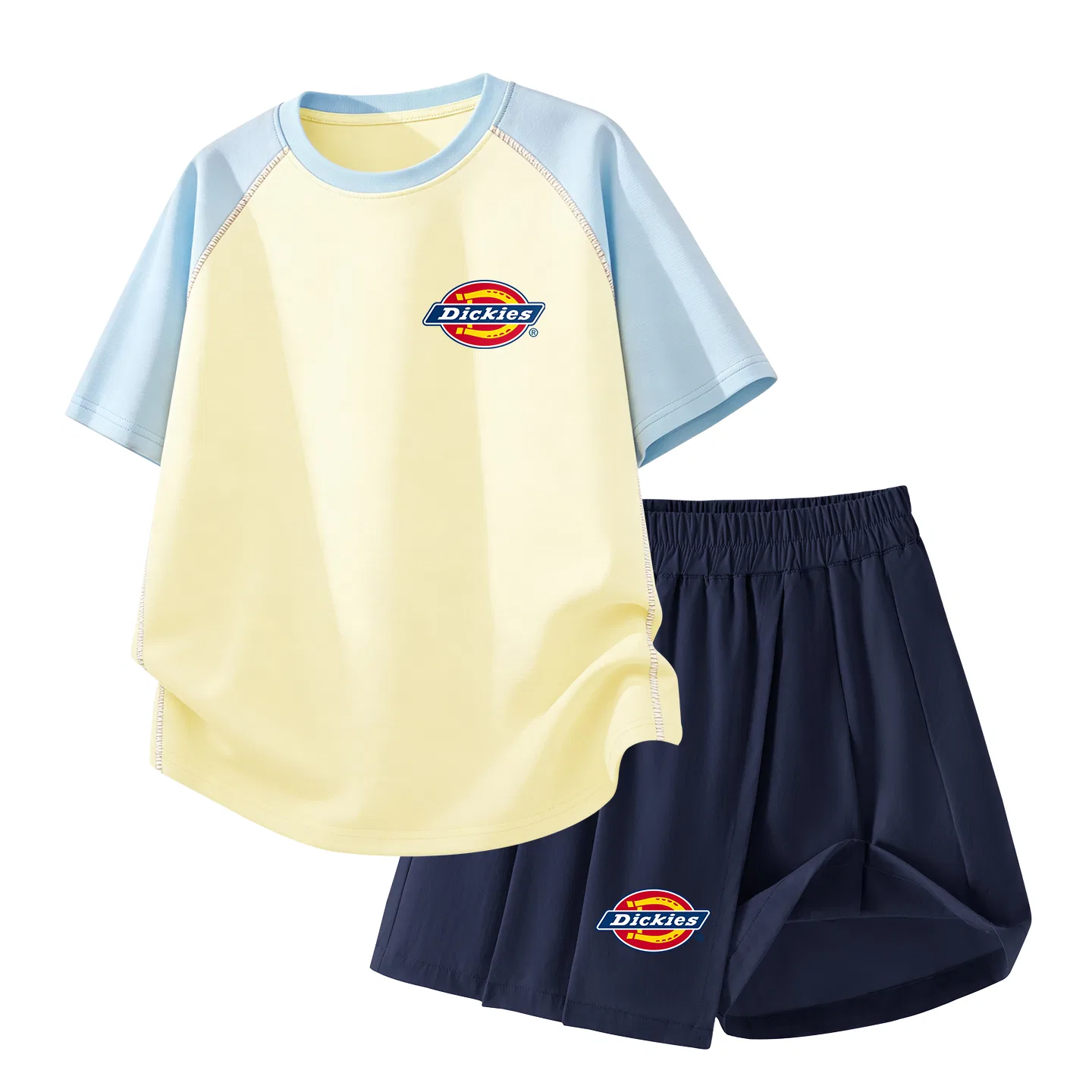 Детский комплект из футболки и шорт с принтом Silicone Logo K Blue Yellow+Logo K_Mid Navy Blue Dickies, Черный