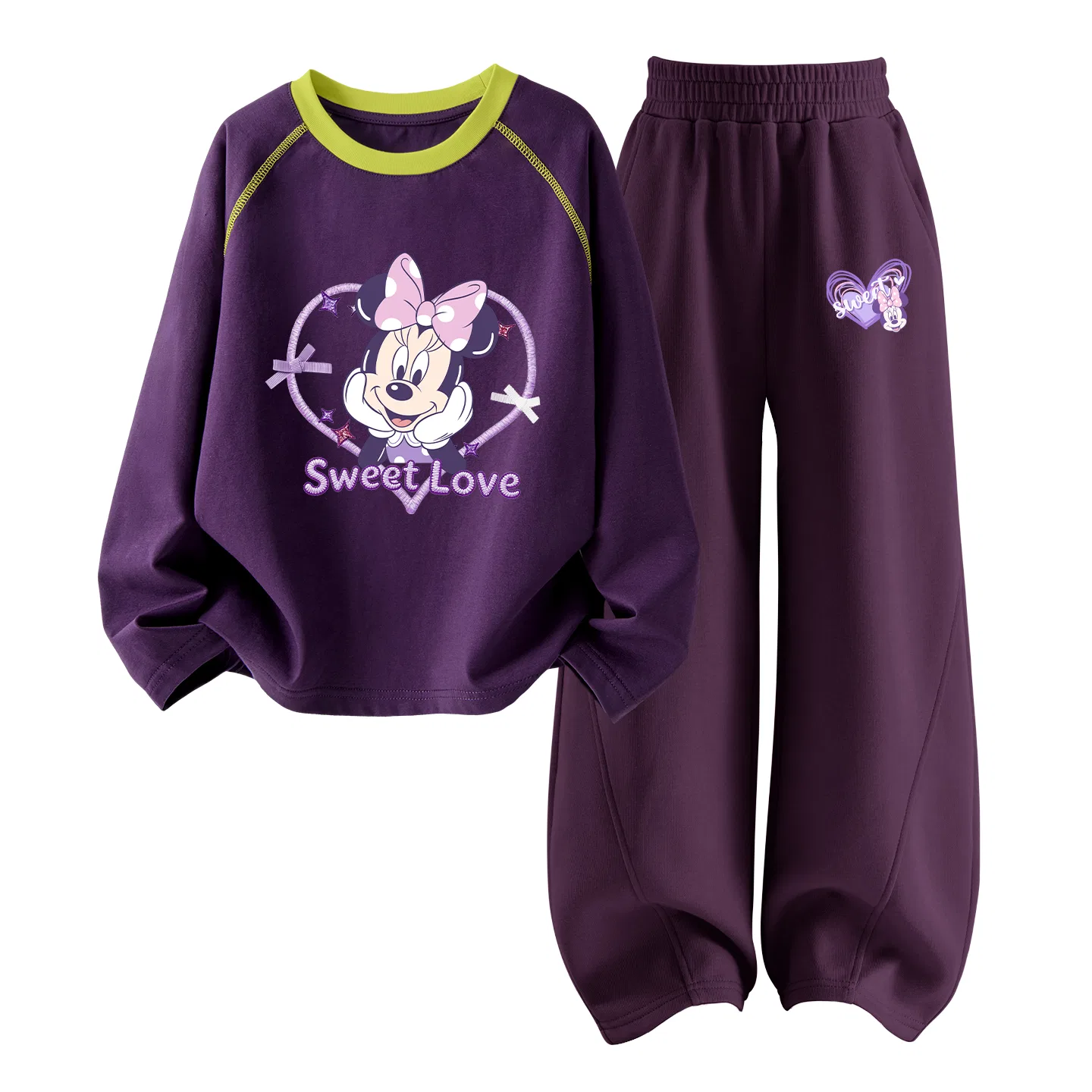 Детский спортивный костюм с принтом Disney Di Love Heart Mulberry Purple+Di Heart Circle Nini K Berry Dark Reddish Purple
