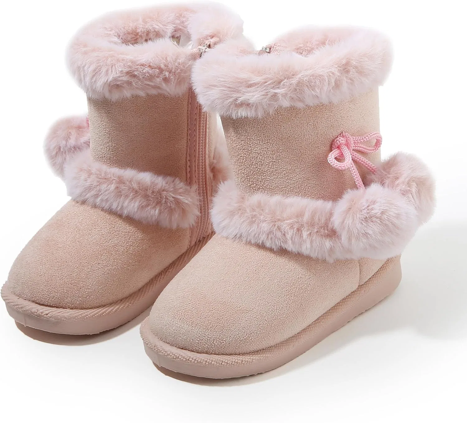 Детские зимние ботинки для девочек и мальчиков Femizee, Pink Pom Zip — фото 3