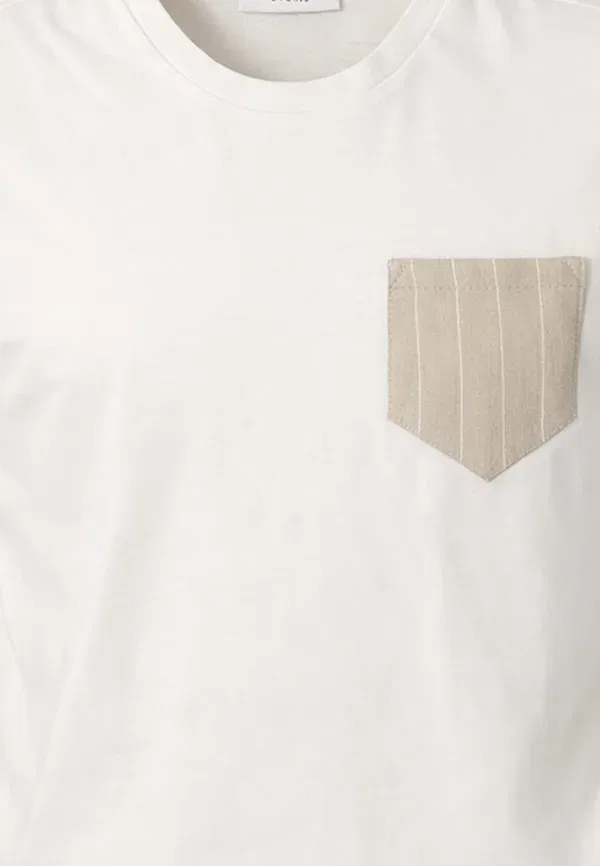 Футболка хлопковая Print t-shirt Over/D, off-white, белый — фото 3