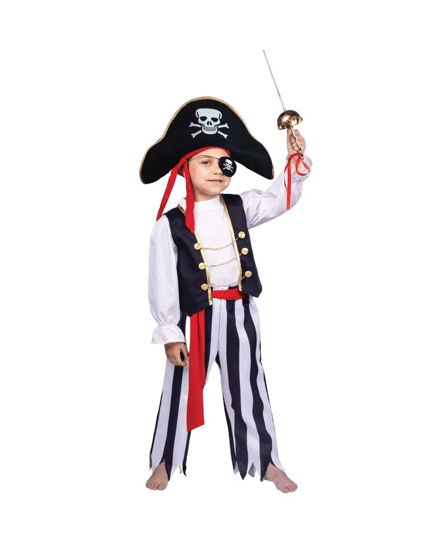 Костюм пирата с жилетом и треугольной шляпой Dress Up America, Black