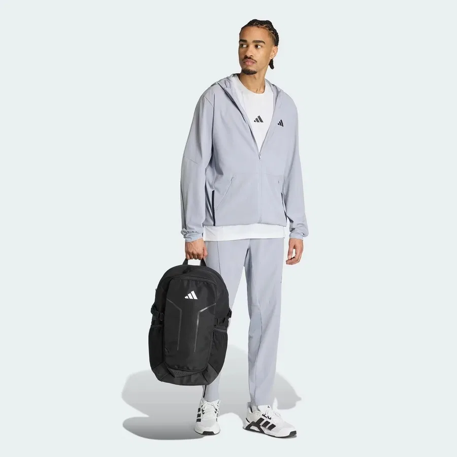 Свитшот мужской с капюшоном и полной застежкой-молнией D4T Workout Full Zip adidas, Серый — фото 4