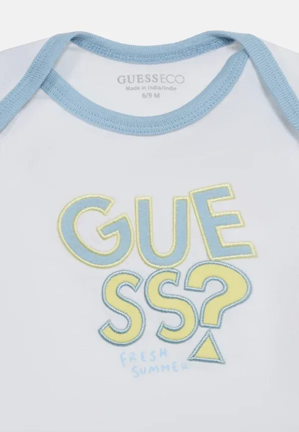 Детский комплект унисекс - боди Guess, синий/желтый — фото 4