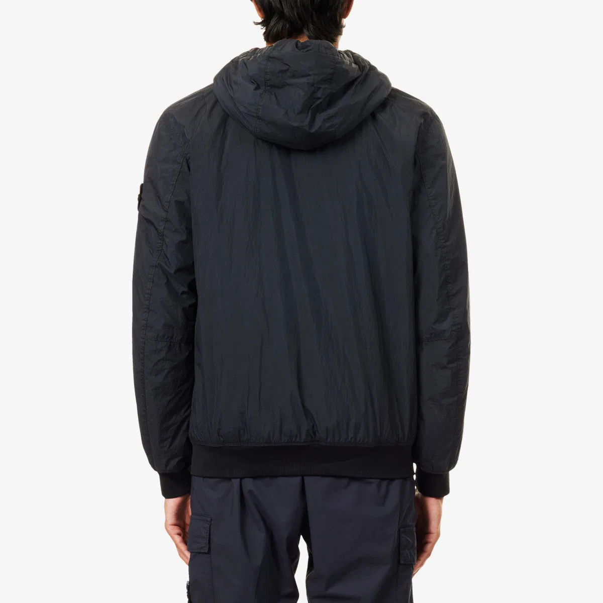 Куртка с капюшоном и логотипом Compass-logo из жатой ткани Stone Island, темно-синий — фото 4