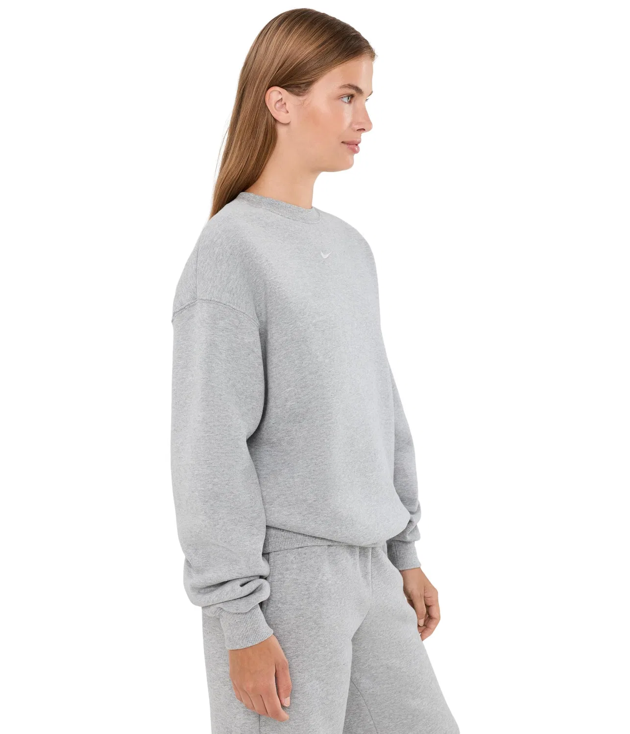 Толстовка Studio Fleece средней плотности с круглым вырезом свободного кроя Nike, Dark Grey Heather/Sail — фото 3