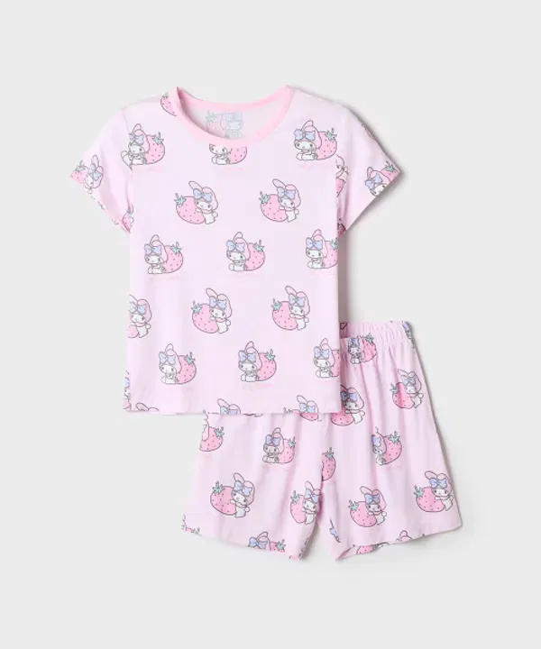 Пижама с принтом Sanrio Characters, 3/4 рукава, модал, Spao Kids, светло-розовый — фото 4