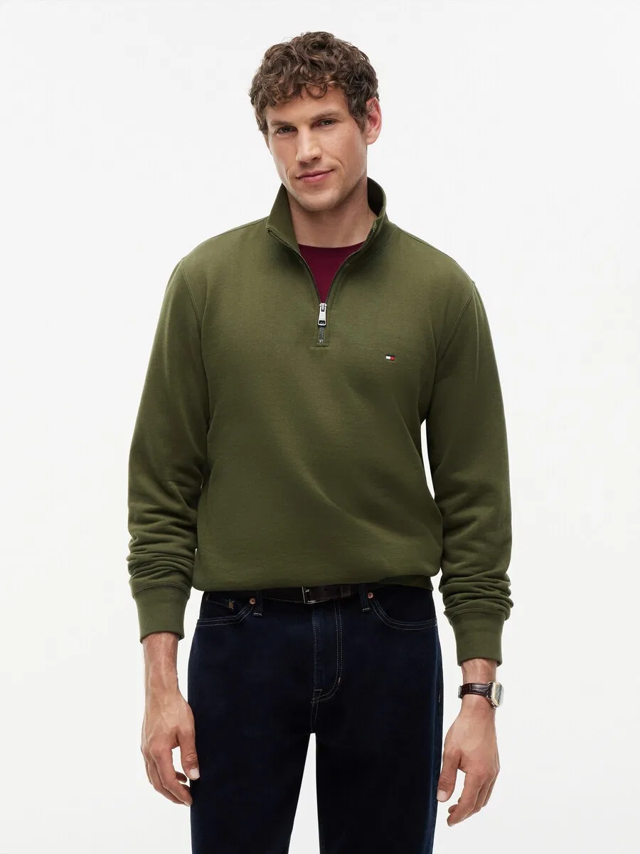 Толстовка TOMMY HILFIGER 'Essential' оливкового цвета — фото 2