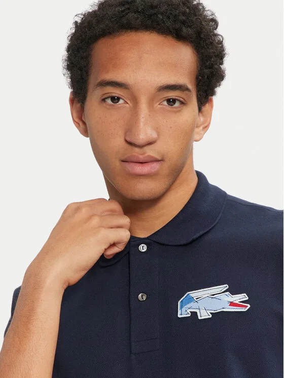 Поло Lacoste regular fit, темно-синий — фото 4