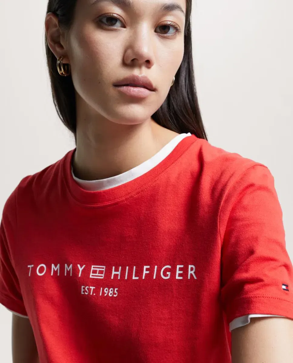 Женская футболка хлопковая Tommy Hilfiger, Rojo — фото 3