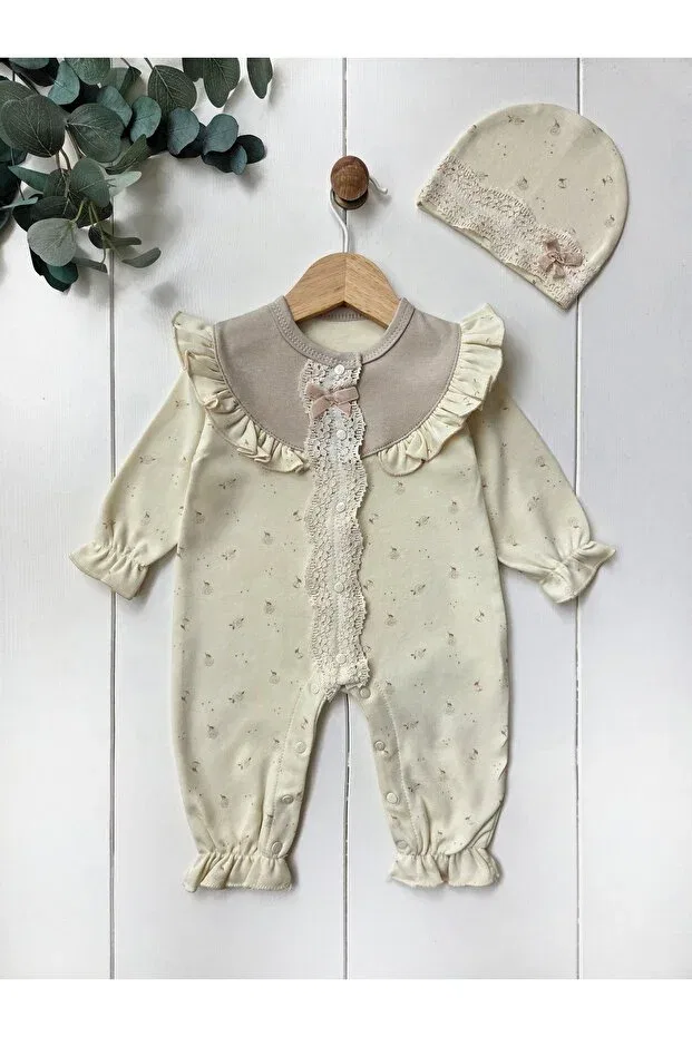 Детский комбинезон для девочек хлопковый Basics Panfilia, Ecru-Cream — фото 2