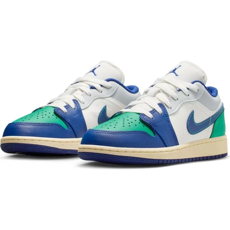 Кроссовки повседневные с кожаным верхом Air Jordan 1 Low (GS) Nike, Сине-зеленый — фото 3