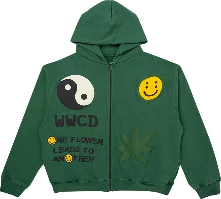 

Толстовка Cactus Plant Flea Market Earth First Zip Hooded Sweatshirt 'Green', зеленый