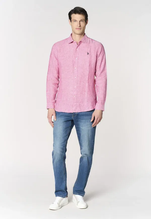 Рубашка льняная U.S. Polo Assn. Rosa, розовый — фото 2