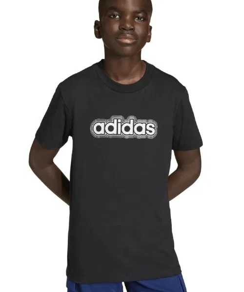 Детская футболка с коротким рукавом с принтом Essentials Adidas, Black