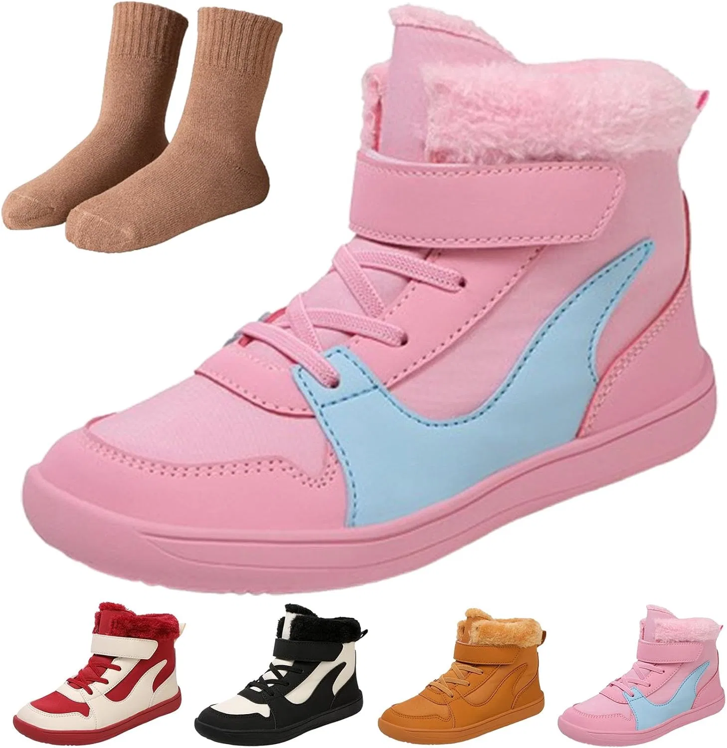 Детские зимние ботинки для девочек водонепроницаемые с принтом Hike Kids Winter Footwear Barefoot Snow Boots, Pink