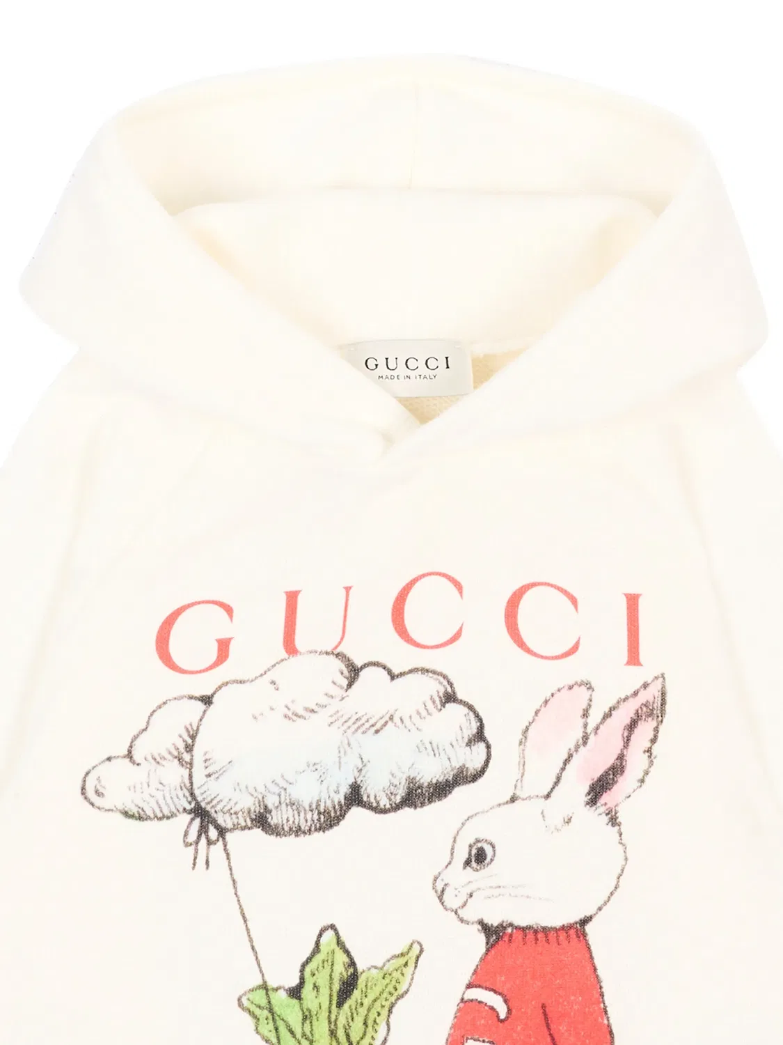 Худи с логотипом и принтом Gucci Kids, нейтральные цвета — фото 3