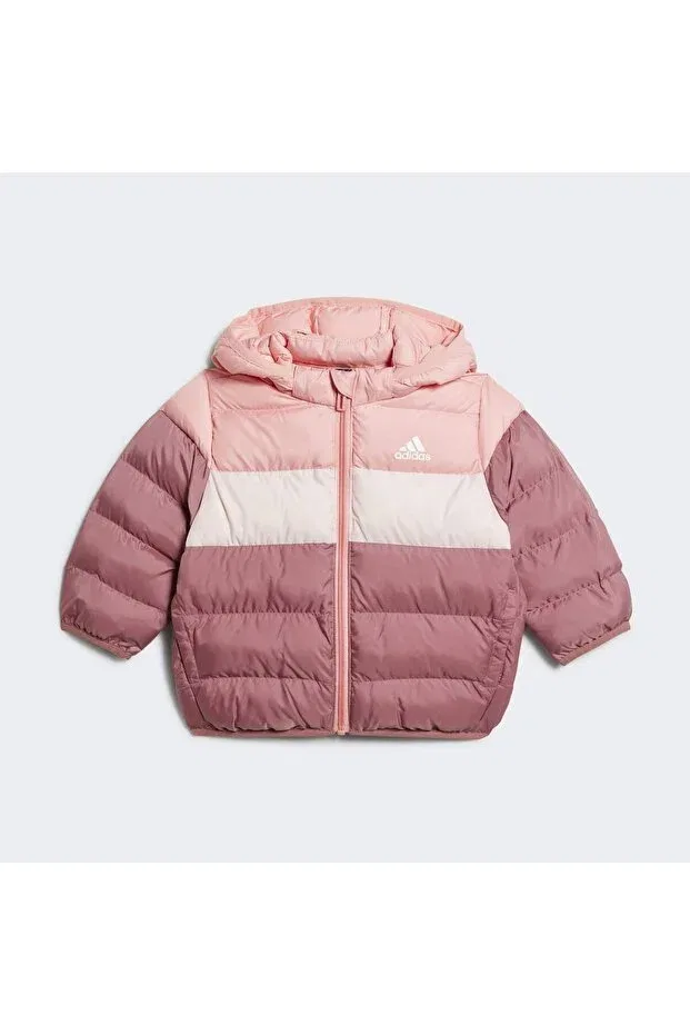Детская зимняя куртка с капюшоном Adidas, Semi Pink Spark / Sandy Pink — фото 3
