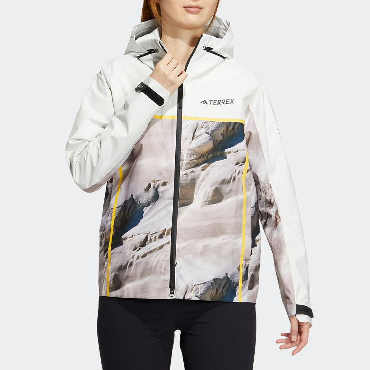 Водонепроницаемая и ветрозащитная ветровка женская Jade White Adidas — фото 3