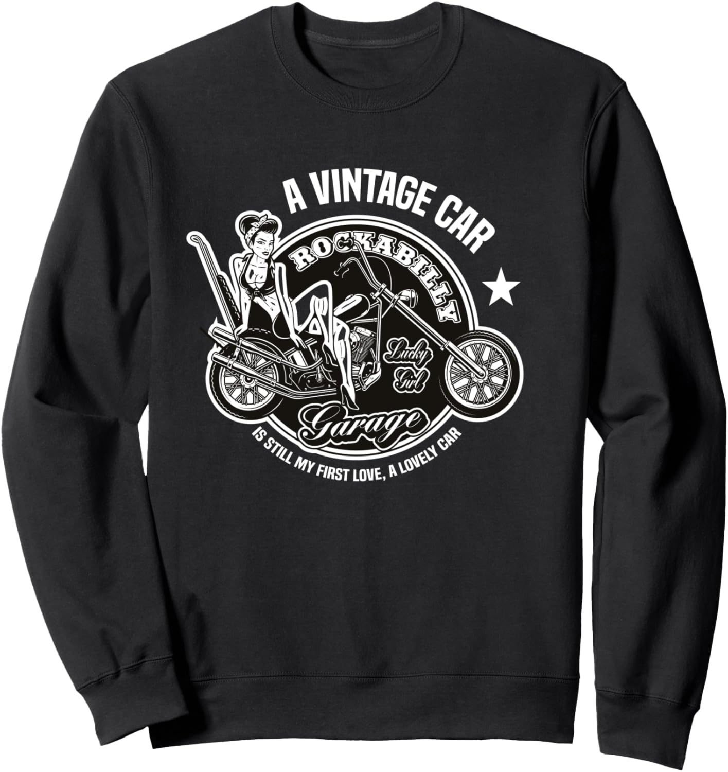 

Винтажная толстовка в стиле рокабилли с надписью Lucky Girl, черная Vintage Hot-Rod Car Enthusiast Classic Vehicles