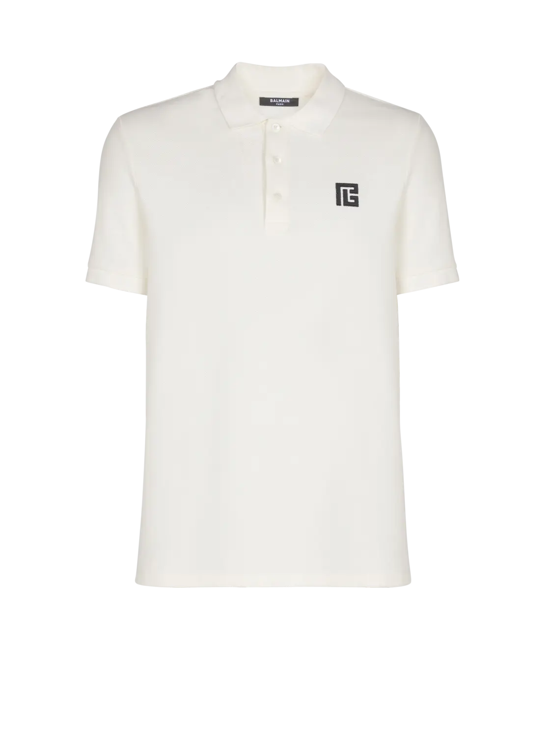 

Хлопковое поло с вышивкой Balmain, белый/черный