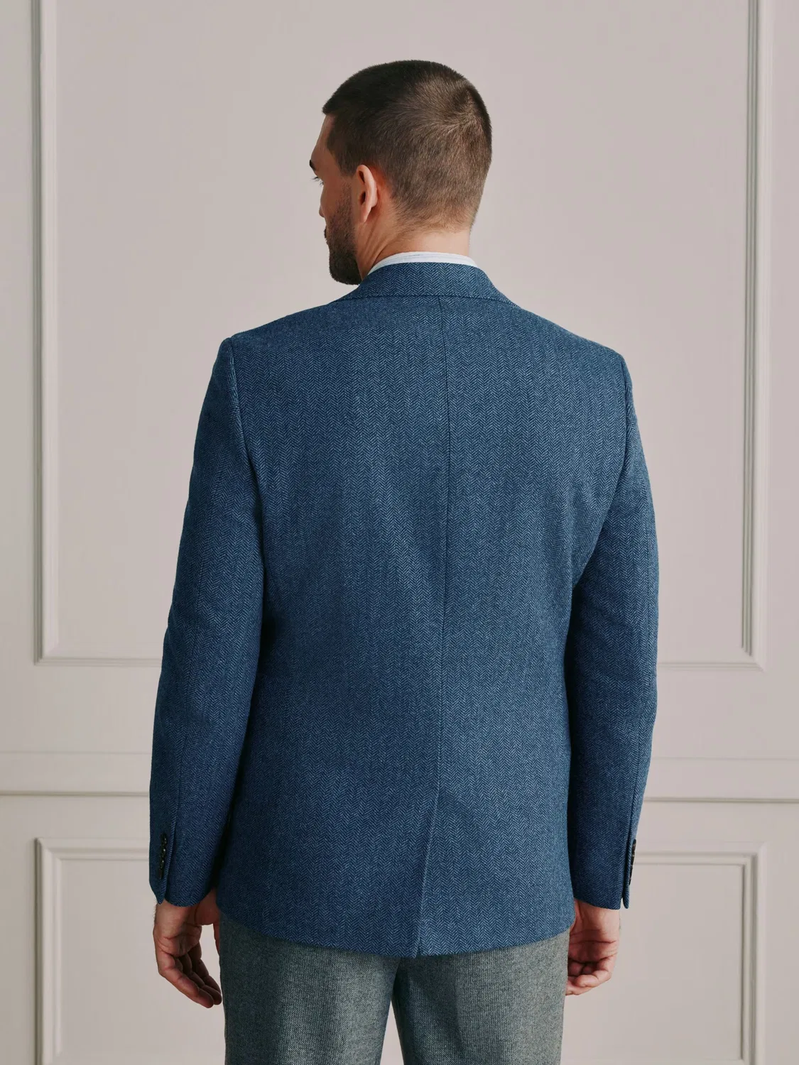 Деловой пиджак Next Slim fit Signature в сине-белом цвете — фото 3