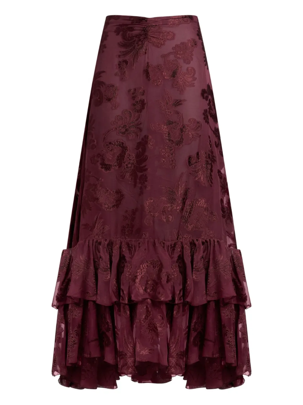 

Юбка макси с оборками и цветочным принтом Etro, красный
