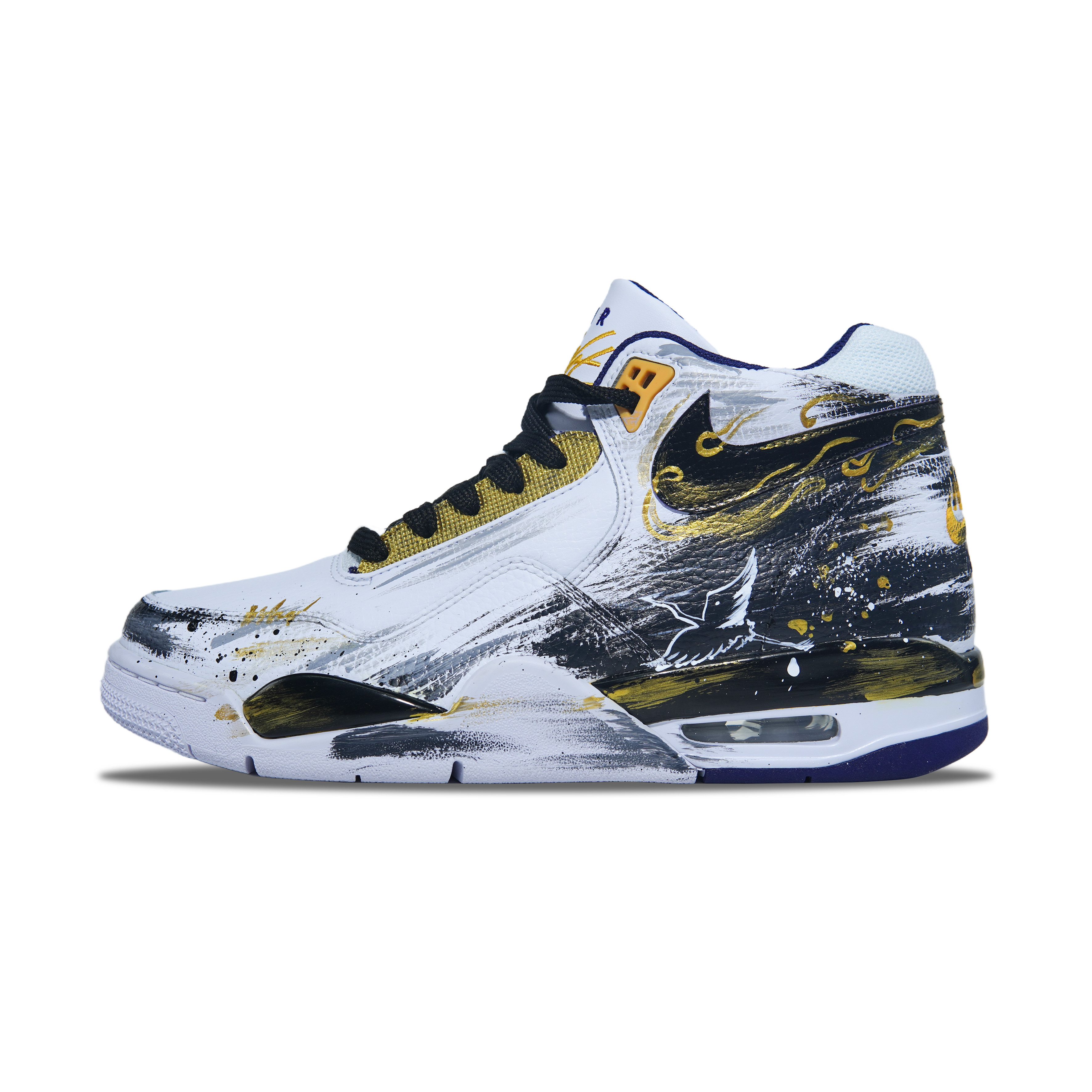 

Nike Баскетбольные кроссовки Flight Legacy Vintage, мужские, средней высоты, цвет: черный/белый/серый/золотой