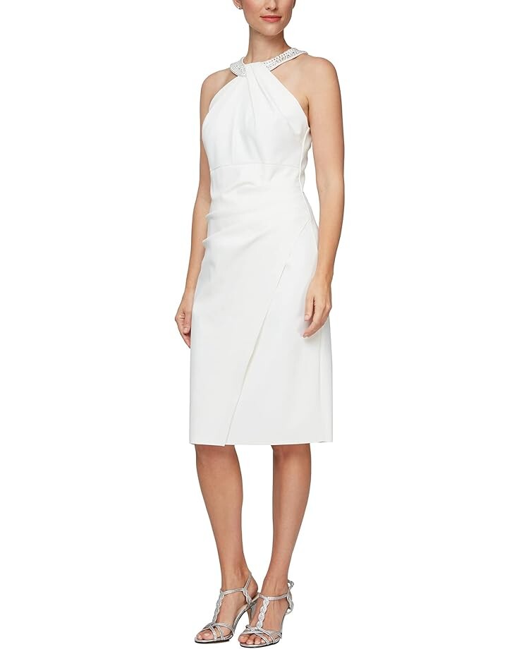 

Платье Alex Evenings Short Slimming with Keyhole Cut Out Halter Neckline, слоновая кость