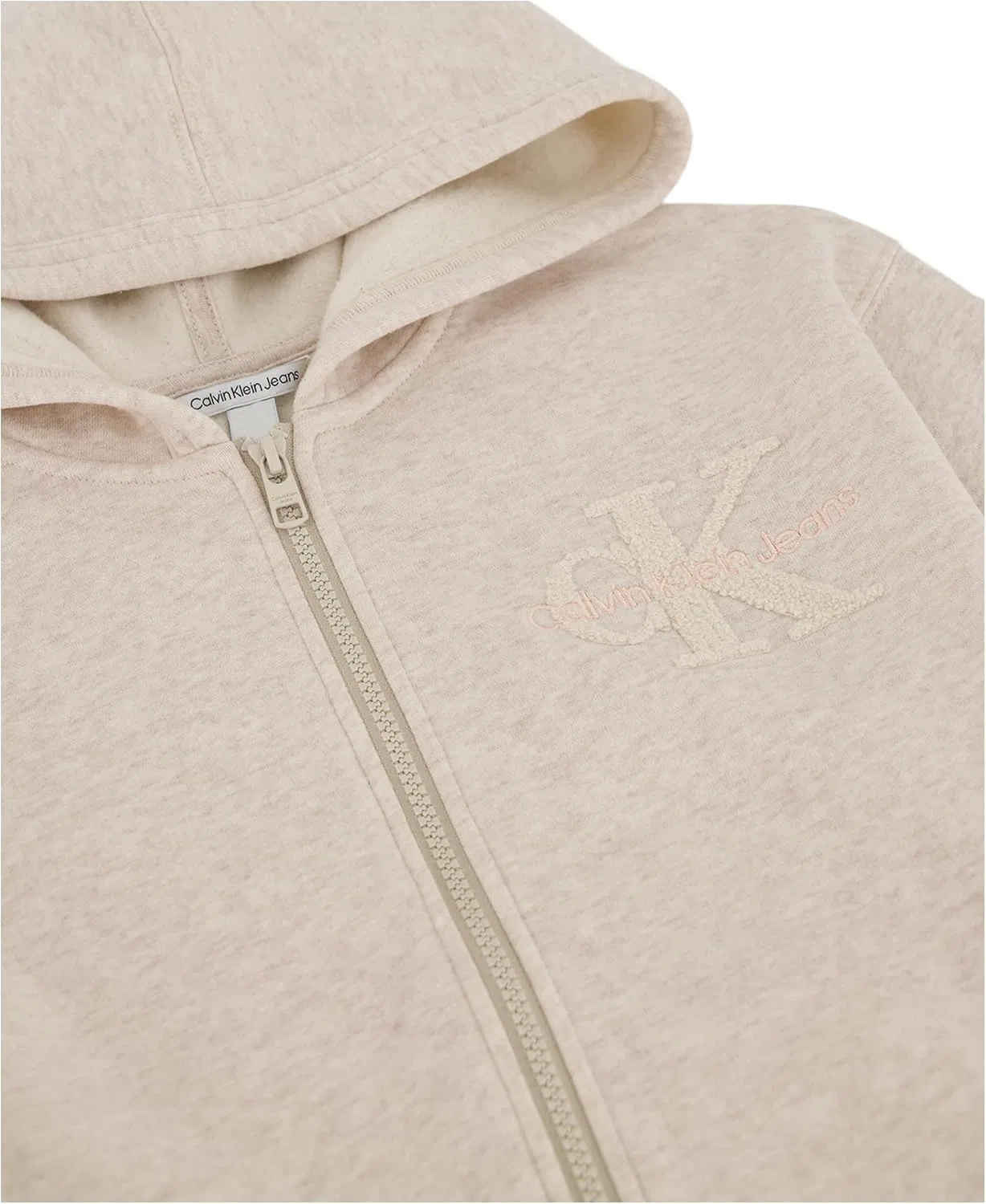 Детская флисовая кофта Calvin Klein, цвет Taupe Heather — фото 3