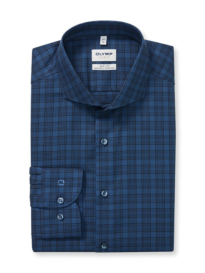 

OLYMP Рубашка "Уровень 5" - облегающий крой - темно-синего цвета