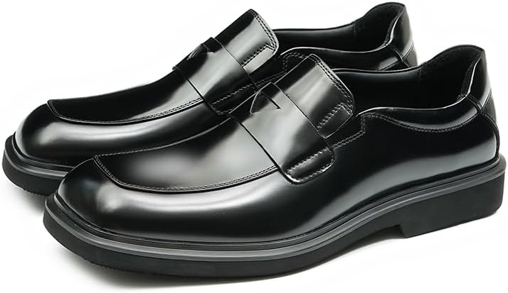 

Мужские повседневные лоферы - низкие туфли на плоской подошве из натуральной кожи, с круглым носком, модные лоферы с противоскользящей резиновой подошвой, подходят для вечеринок, вечерних мероприятий, свадеб и повседневной носки Neweyesee, черны...